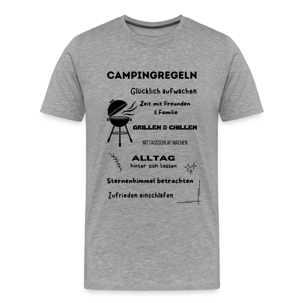 Männer Premium T-Shirt - Campingregeln - Grau meliert