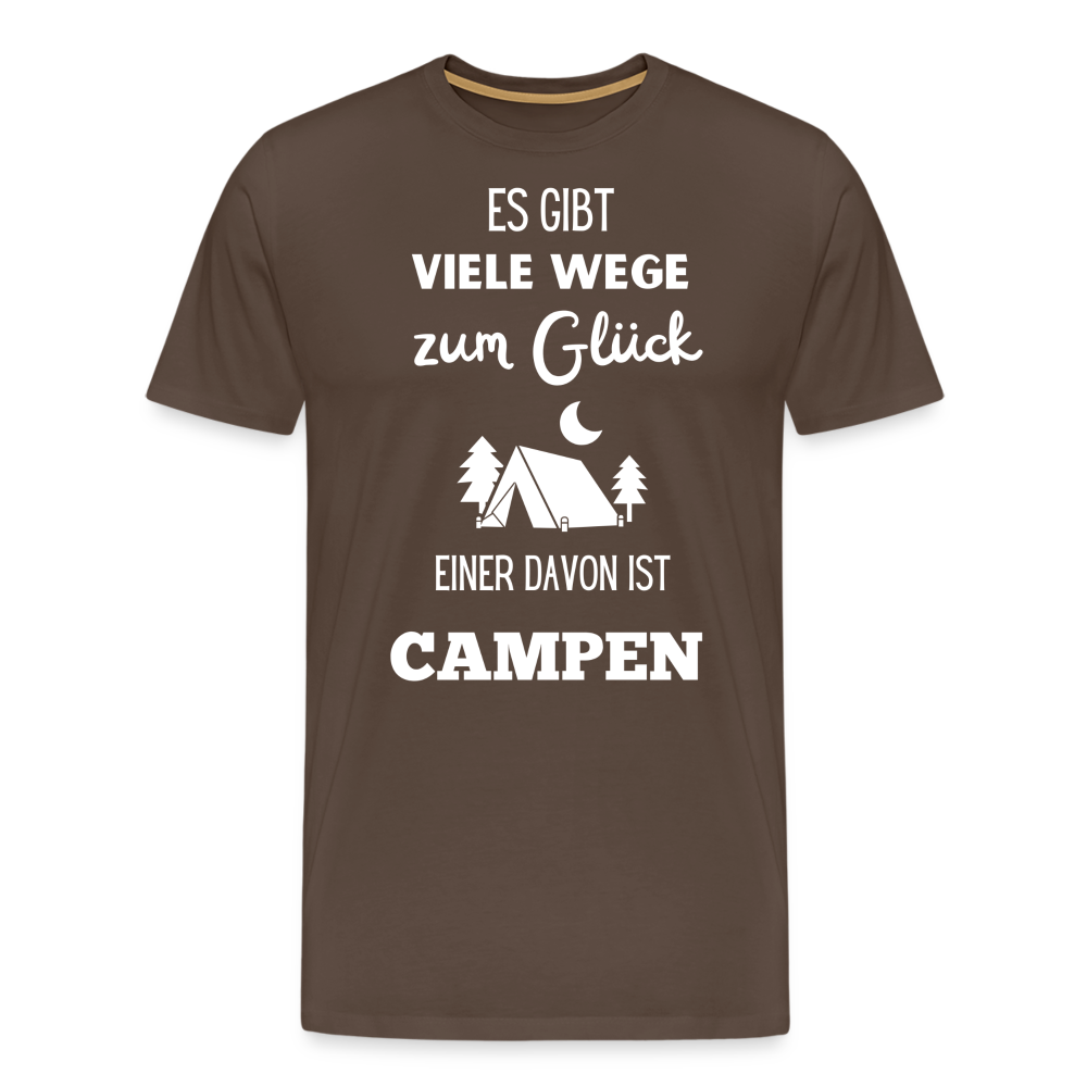 Männer Premium T-Shirt - Camping Glück - Edelbraun