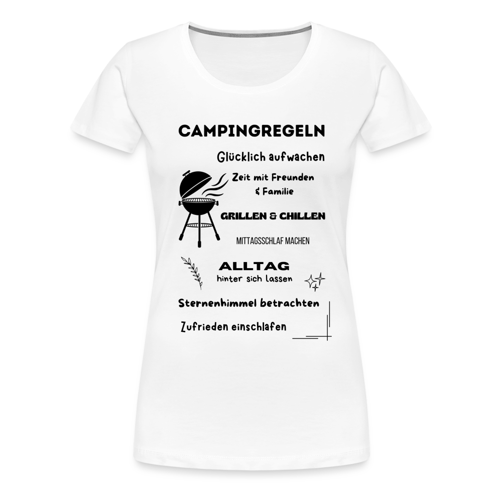 Frauen Premium T-Shirt - Campingregeln - Weiß