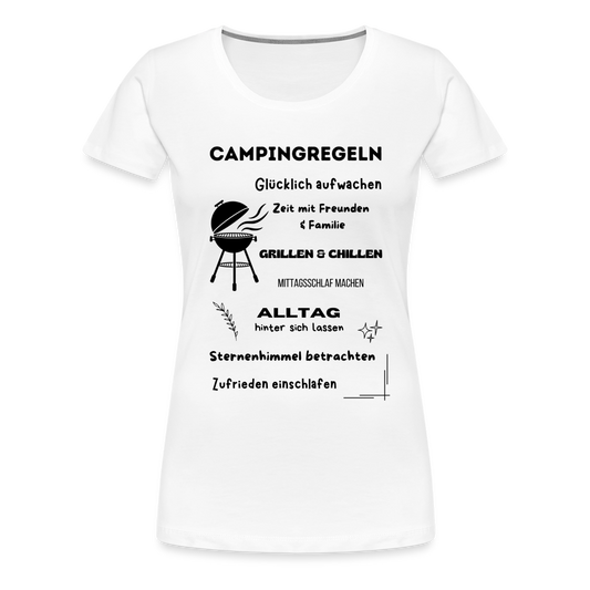 Frauen Premium T-Shirt - Campingregeln - Weiß