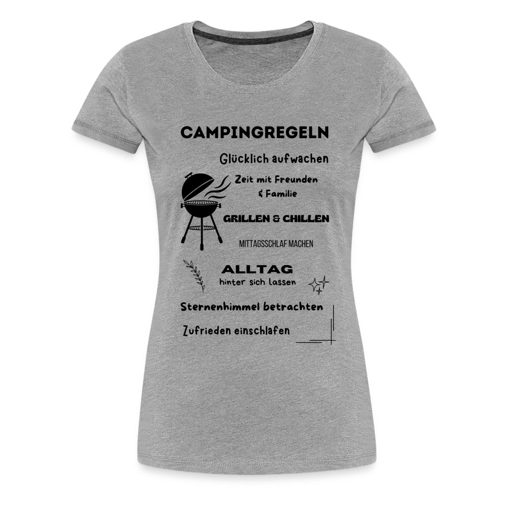 Frauen Premium T-Shirt - Campingregeln - Grau meliert