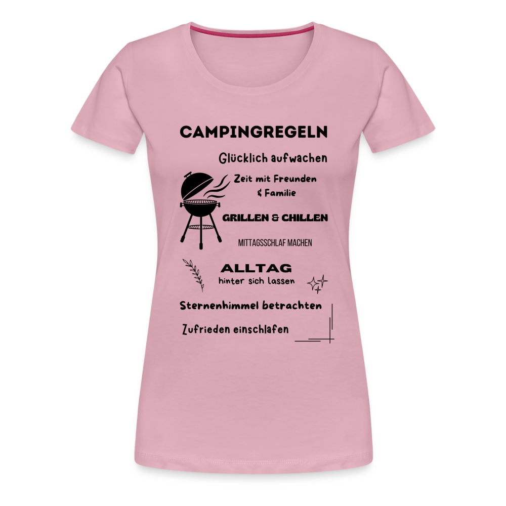 Frauen Premium T-Shirt - Campingregeln - Hellrosa