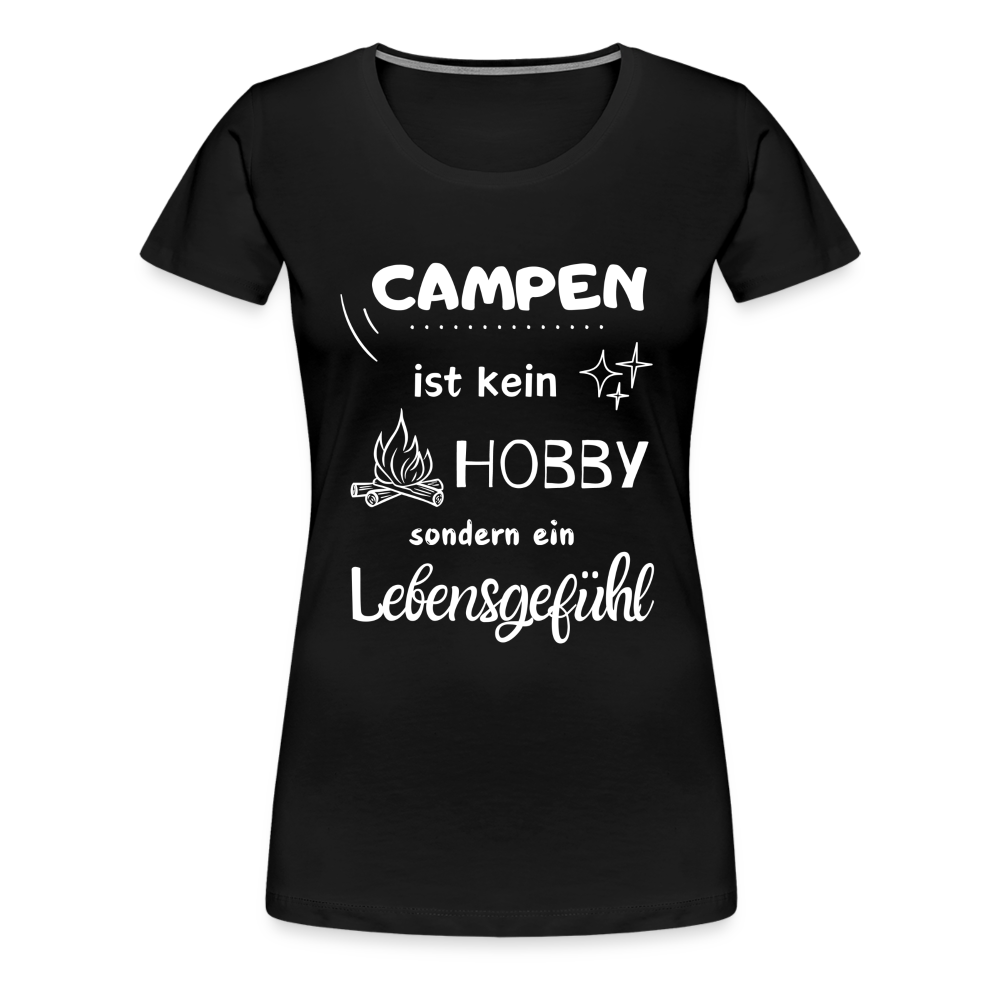 Frauen Premium T-Shirt - Campen Lebensgefühl - Schwarz