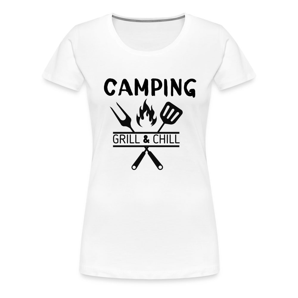 Frauen Premium T-Shirt - Camping Grill & Chill - Weiß