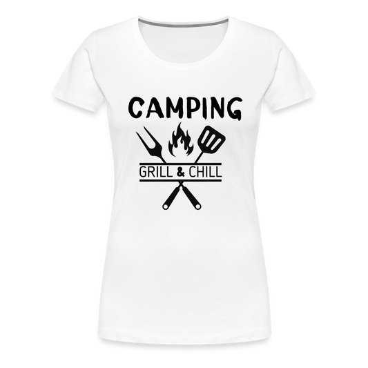 Frauen Premium T-Shirt - Camping Grill & Chill - Weiß