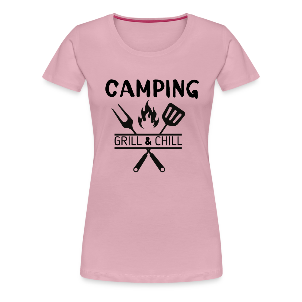 Frauen Premium T-Shirt - Camping Grill & Chill - Hellrosa