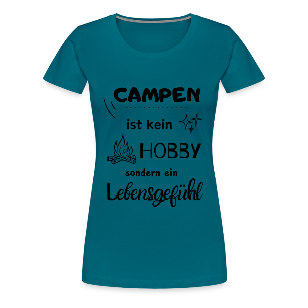 Frauen Premium T-Shirt - Campen Lebensgefühl (schwarzer Druck) - Divablau