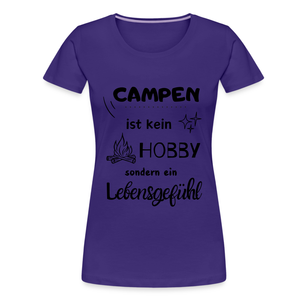 Frauen Premium T-Shirt - Campen Lebensgefühl (schwarzer Druck) - Lila