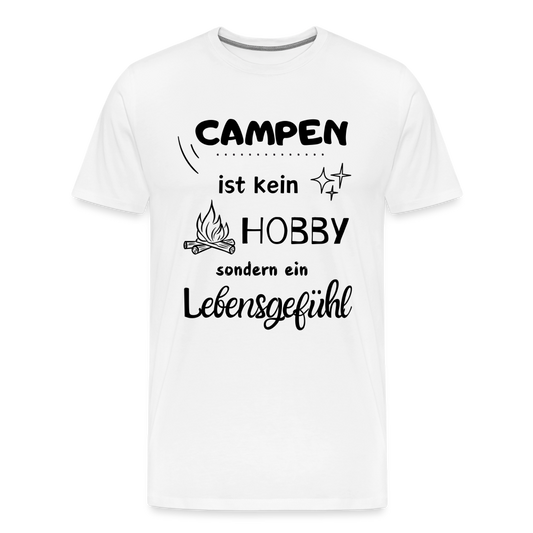 Männer Premium T-Shirt - Campen Lebensgefühl (schwarzer Druck) - Weiß