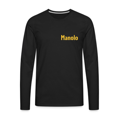 Männer Premium Langarmshirt - Komme halb 7 - Schwarz