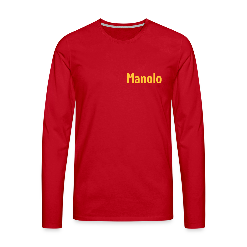 Männer Premium Langarmshirt - Komme halb 7 - Rot