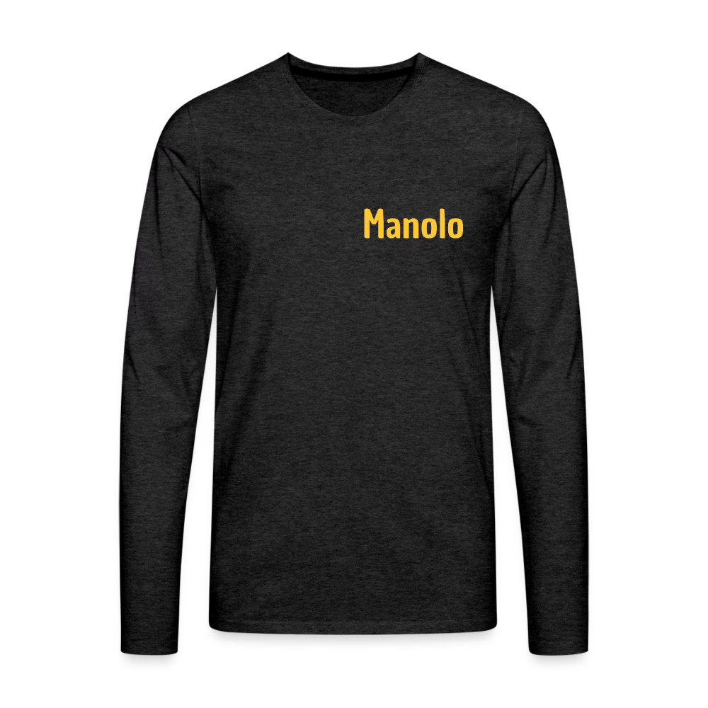 Männer Premium Langarmshirt - Komme halb 7 - Anthrazit