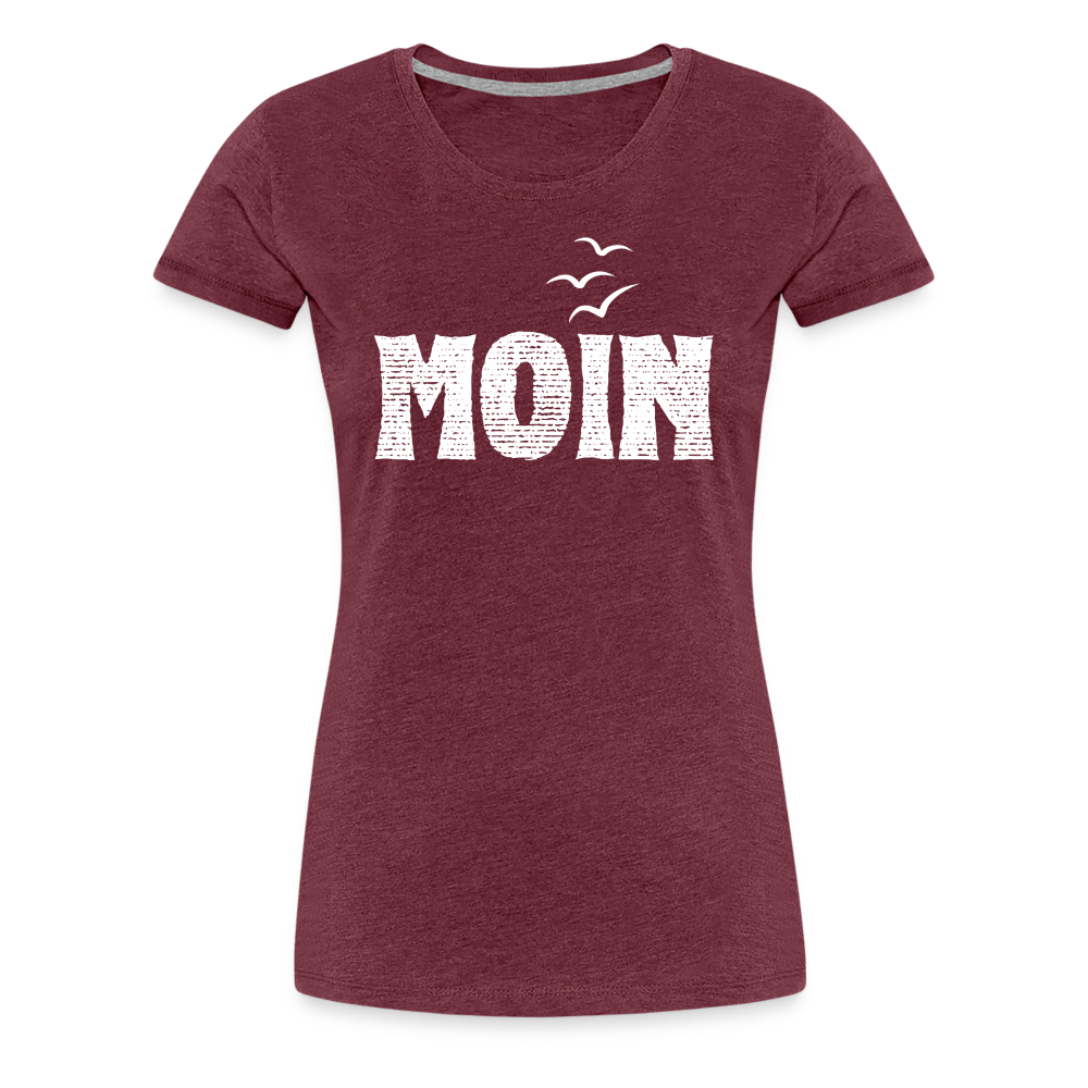 Frauen Premium T-Shirt - Moin (white) - Bordeauxrot meliert