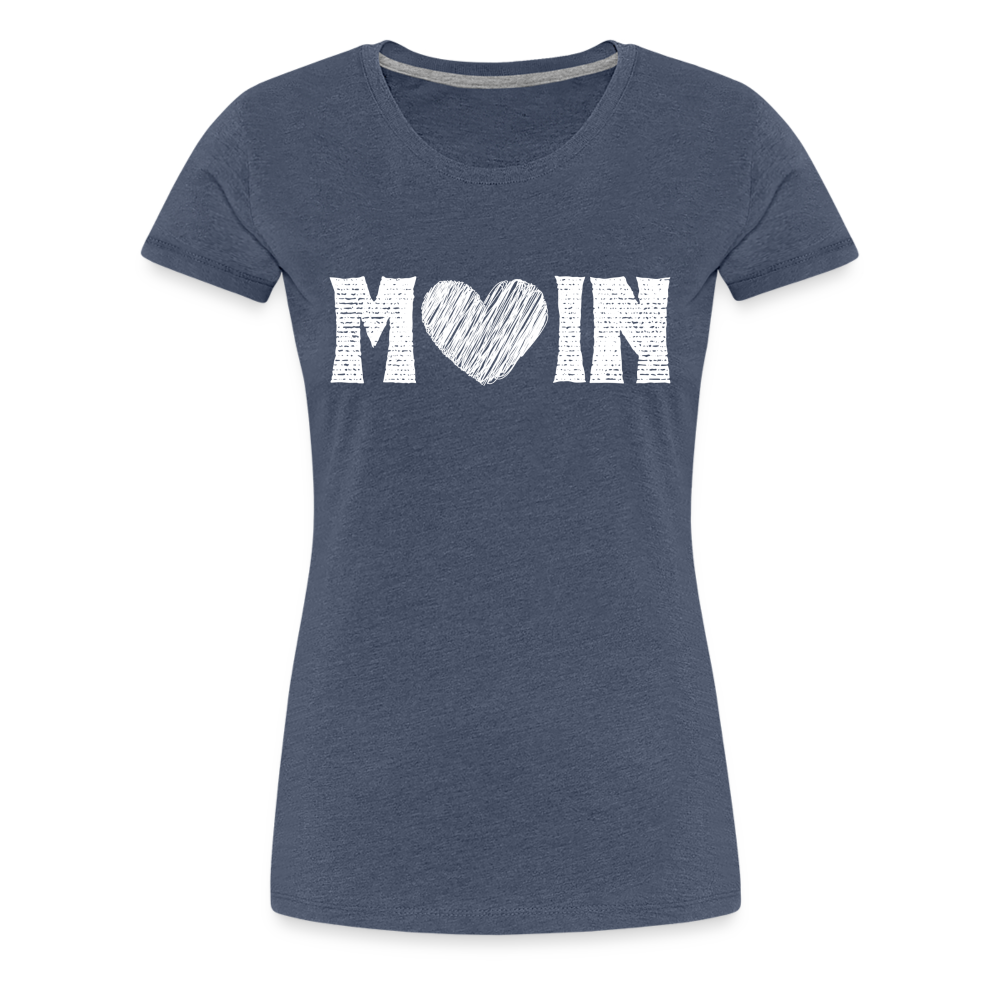 Frauen Premium T-Shirt - Moin Herz (white) - Blau meliert