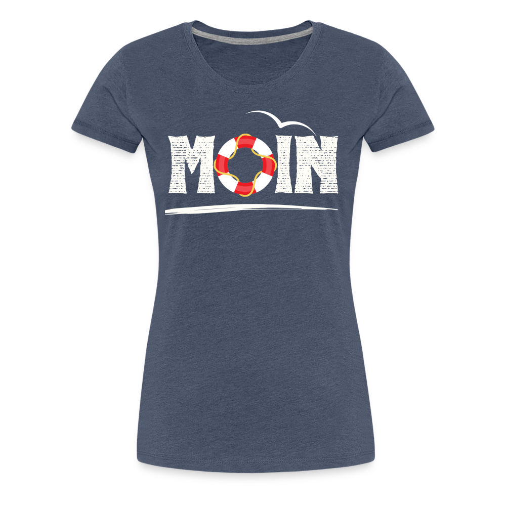 Frauen Premium T-Shirt - Moin Ring (white) - Blau meliert