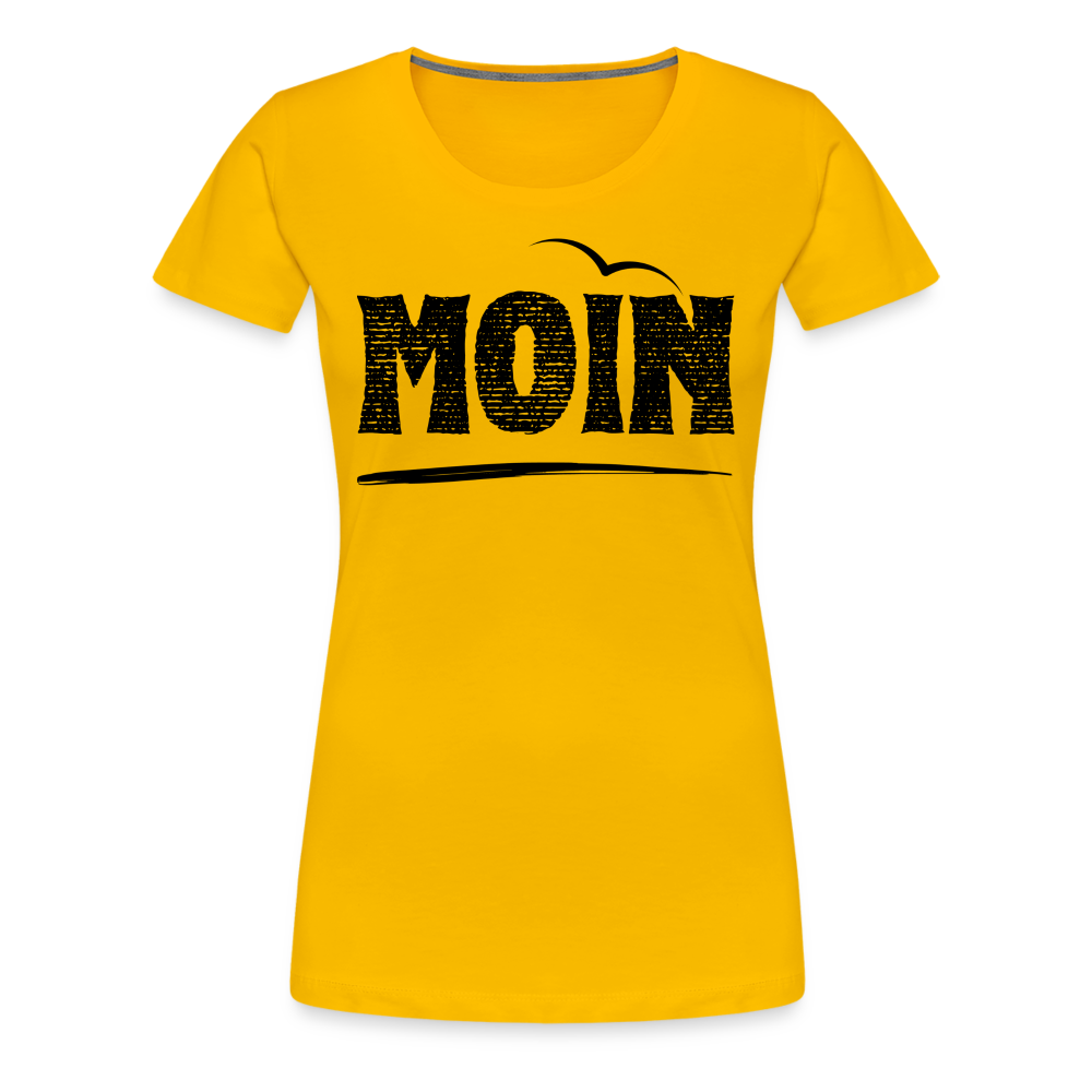 Frauen Premium T-Shirt - Moin Möwe (black) - Sonnengelb