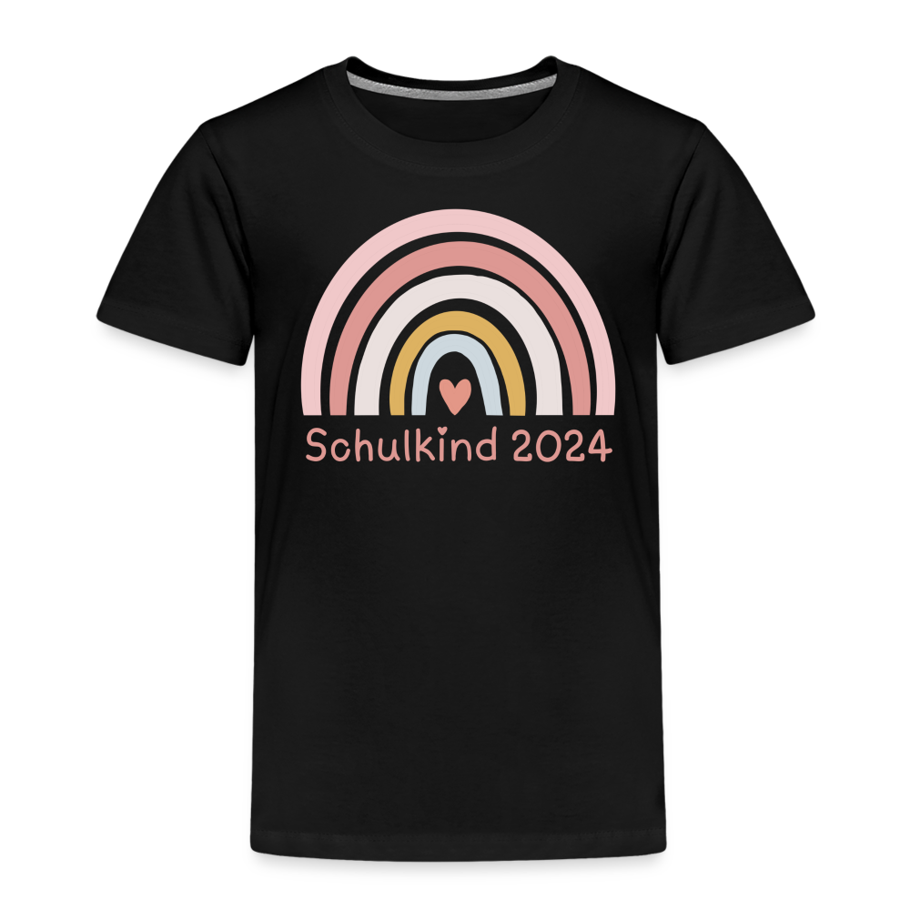 Kinder Premium T-Shirt - Schulkind 2024 Regenbogen - Schwarz