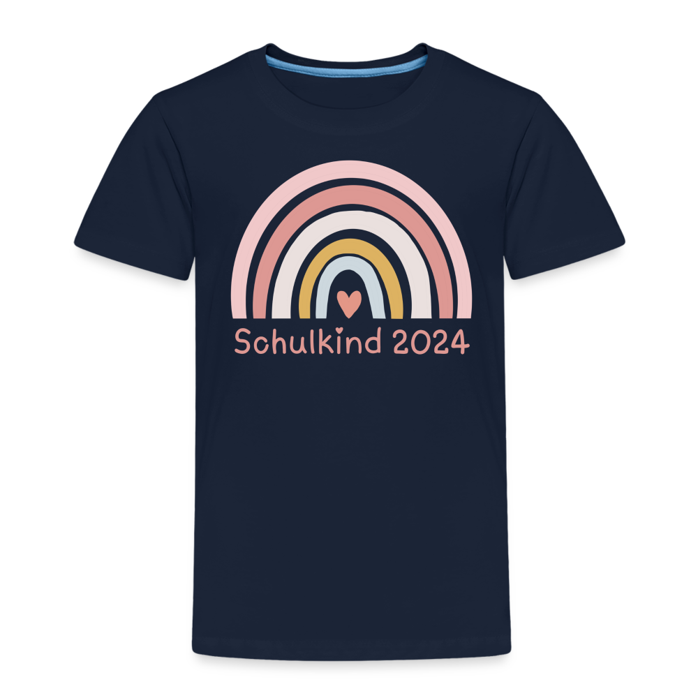 Kinder Premium T-Shirt - Schulkind 2024 Regenbogen - Navy