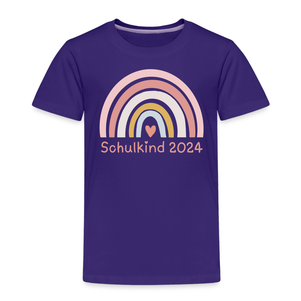 Kinder Premium T-Shirt - Schulkind 2024 Regenbogen - Lila