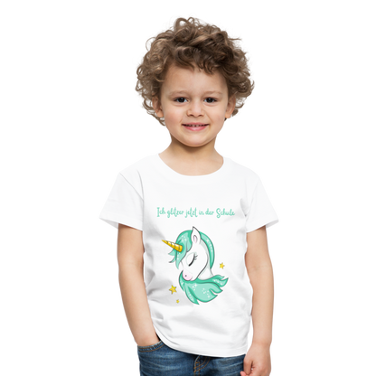 Kinder Premium T-Shirt - Glitzer Einhorn - weiß