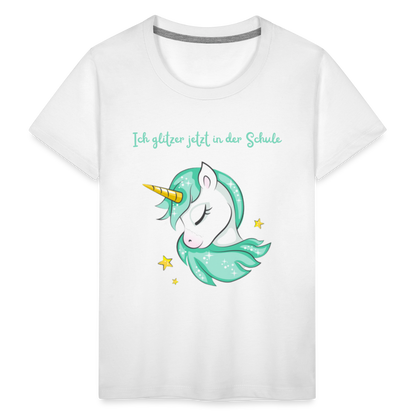 Kinder Premium T-Shirt - Glitzer Einhorn - weiß