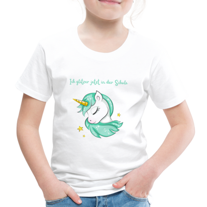 Kinder Premium T-Shirt - Glitzer Einhorn - weiß