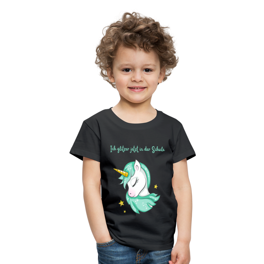 Kinder Premium T-Shirt - Glitzer Einhorn - Schwarz