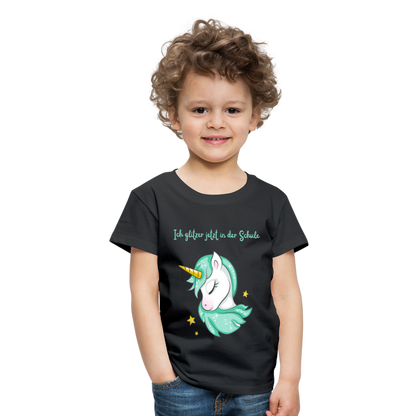 Kinder Premium T-Shirt - Glitzer Einhorn - Schwarz