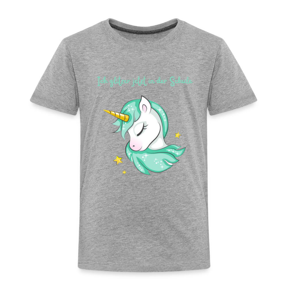 Kinder Premium T-Shirt - Glitzer Einhorn - Grau meliert