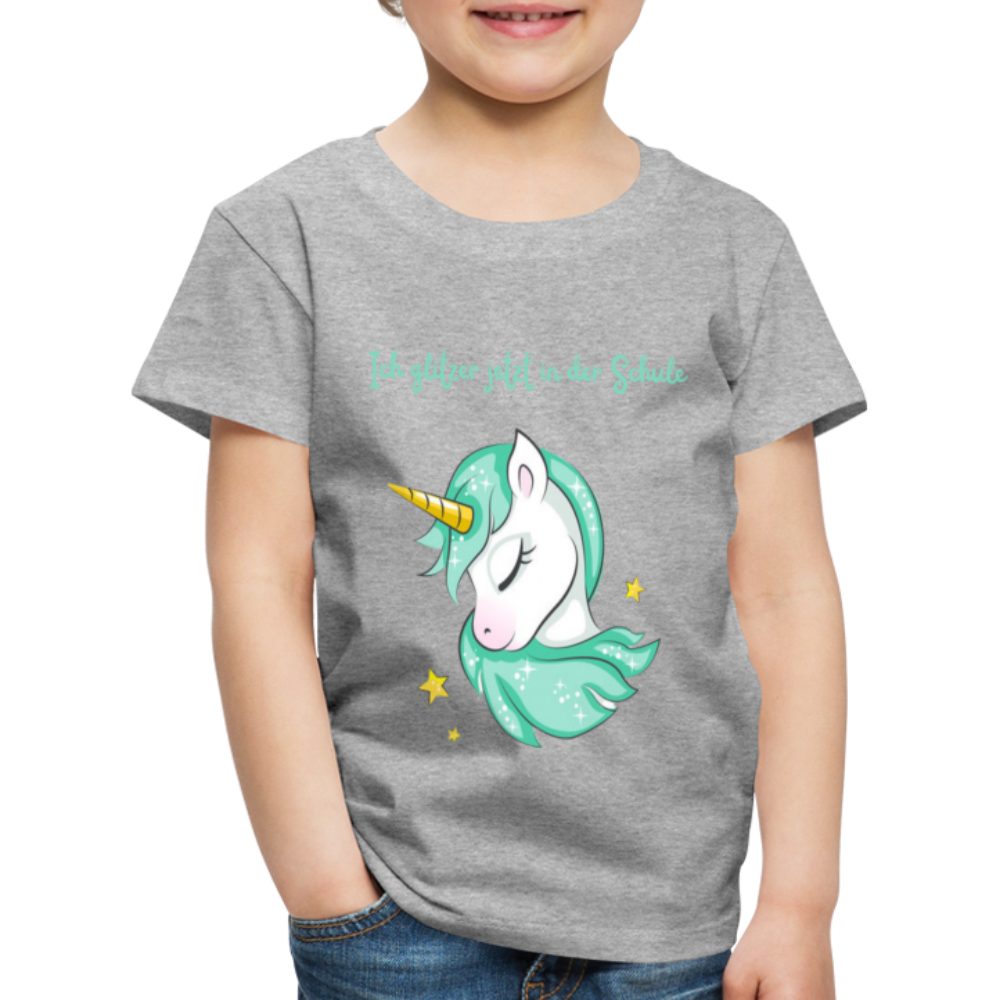 Kinder Premium T-Shirt - Glitzer Einhorn - Grau meliert