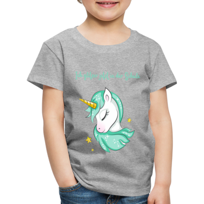 Kinder Premium T-Shirt - Glitzer Einhorn - Grau meliert