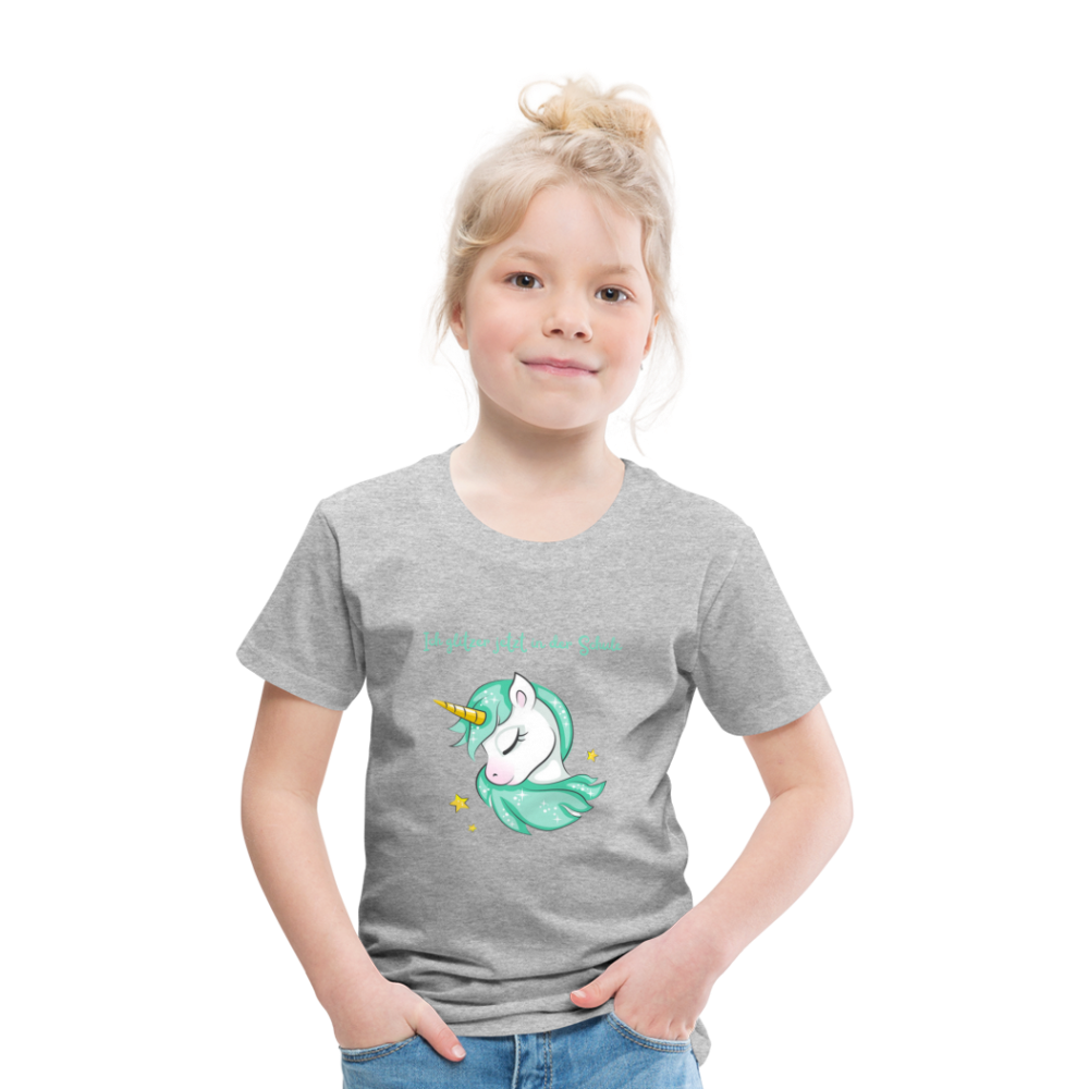 Kinder Premium T-Shirt - Glitzer Einhorn - Grau meliert