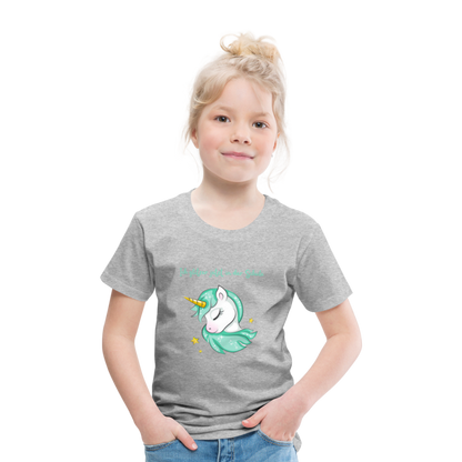 Kinder Premium T-Shirt - Glitzer Einhorn - Grau meliert