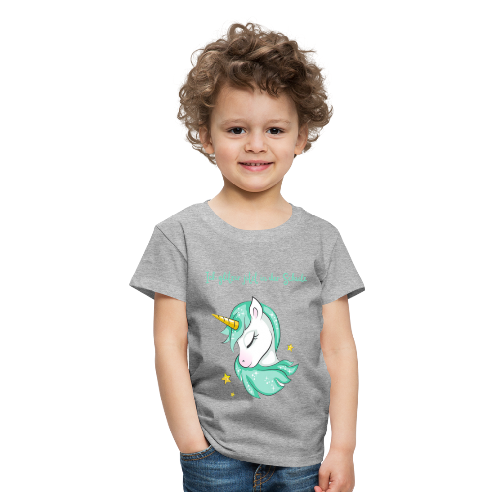 Kinder Premium T-Shirt - Glitzer Einhorn - Grau meliert