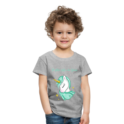 Kinder Premium T-Shirt - Glitzer Einhorn - Grau meliert