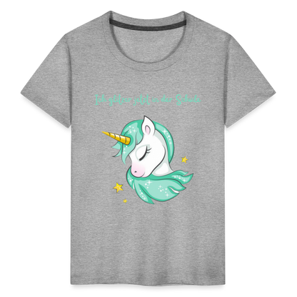 Kinder Premium T-Shirt - Glitzer Einhorn - Grau meliert