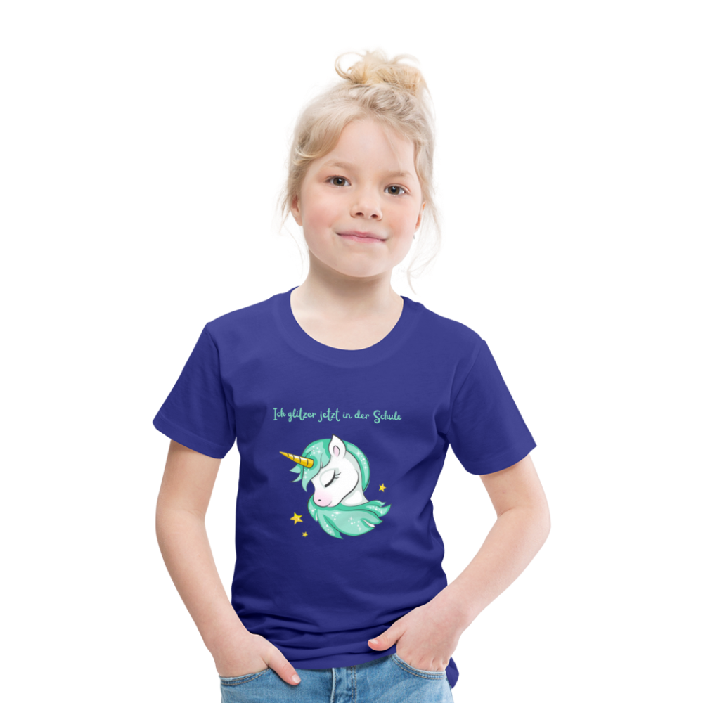 Kinder Premium T-Shirt - Glitzer Einhorn - Königsblau