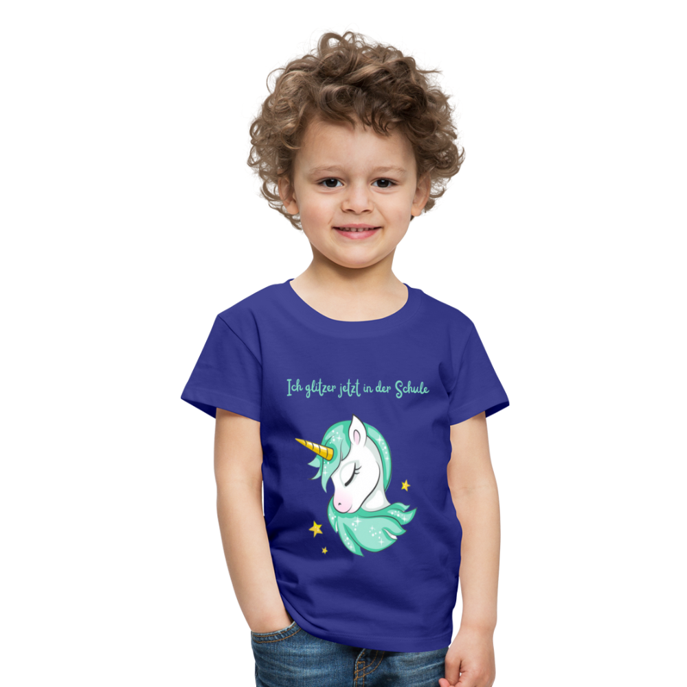 Kinder Premium T-Shirt - Glitzer Einhorn - Königsblau