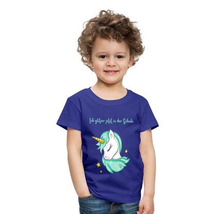 Kinder Premium T-Shirt - Glitzer Einhorn - Königsblau