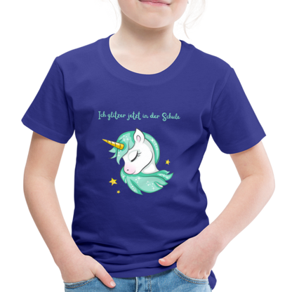 Kinder Premium T-Shirt - Glitzer Einhorn - Königsblau