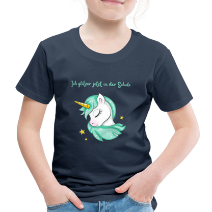 Kinder Premium T-Shirt - Glitzer Einhorn - Navy