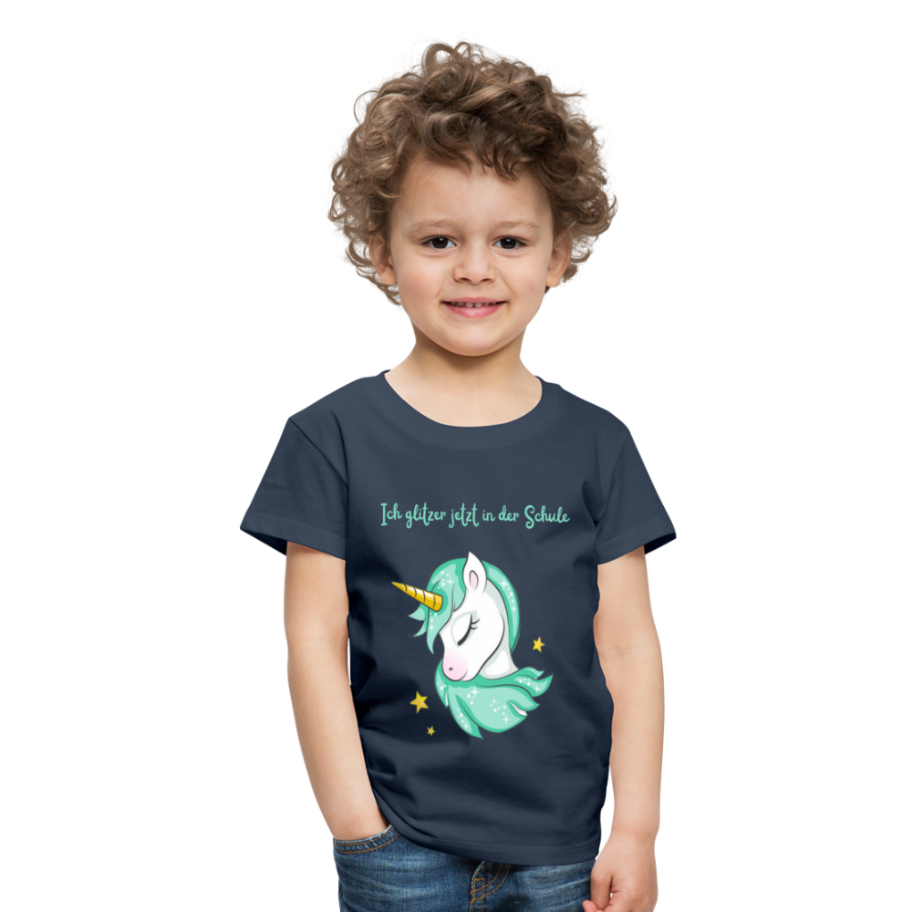 Kinder Premium T-Shirt - Glitzer Einhorn - Navy