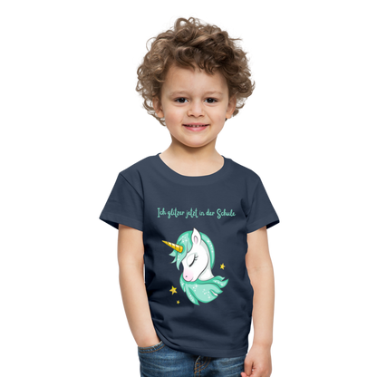 Kinder Premium T-Shirt - Glitzer Einhorn - Navy