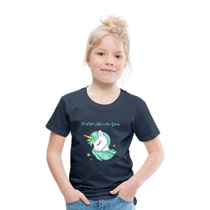 Kinder Premium T-Shirt - Glitzer Einhorn - Navy