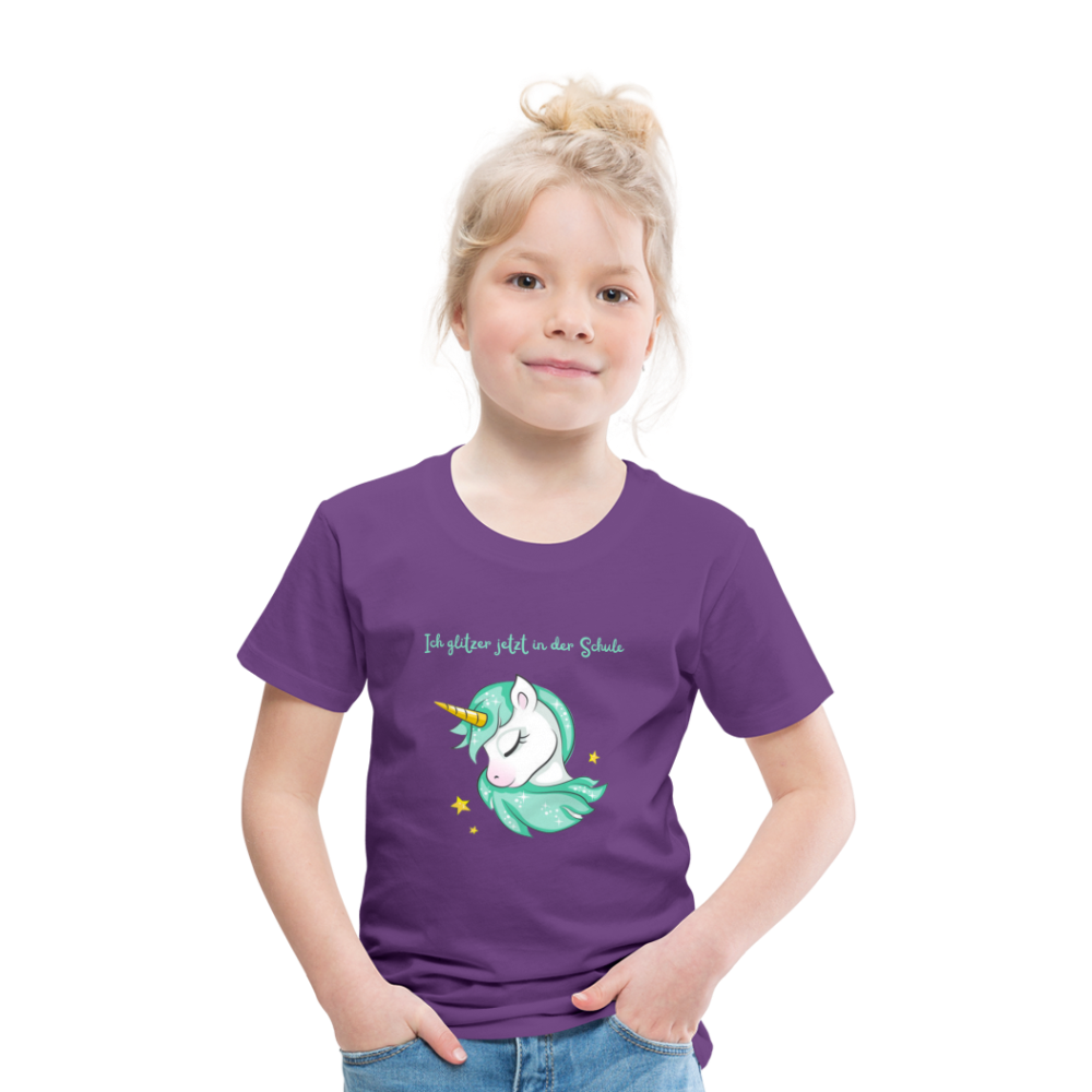 Kinder Premium T-Shirt - Glitzer Einhorn - Lila