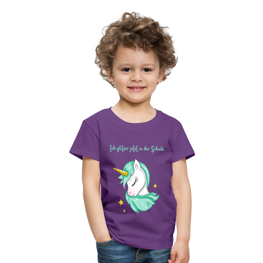 Kinder Premium T-Shirt - Glitzer Einhorn - Lila