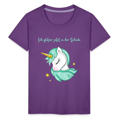 Kinder Premium T-Shirt - Glitzer Einhorn - Lila