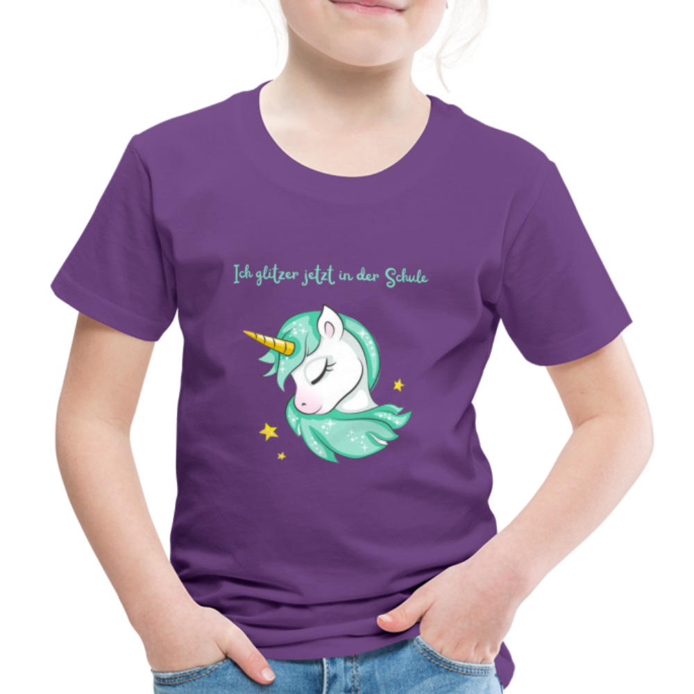 Kinder Premium T-Shirt - Glitzer Einhorn - Lila