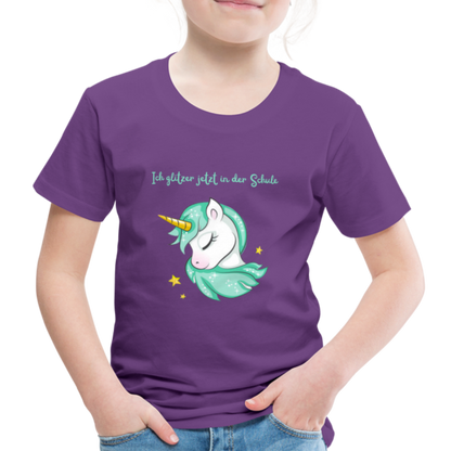 Kinder Premium T-Shirt - Glitzer Einhorn - Lila