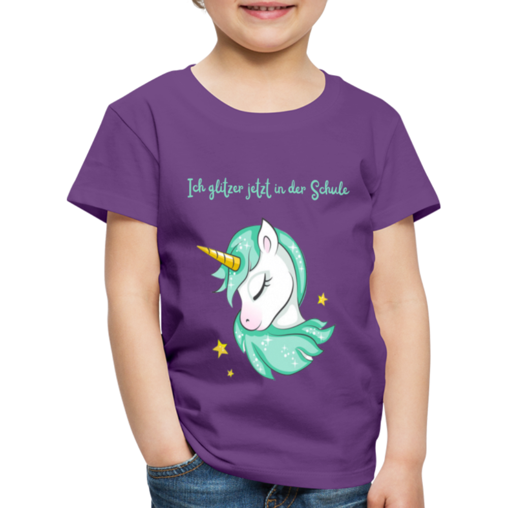 Kinder Premium T-Shirt - Glitzer Einhorn - Lila